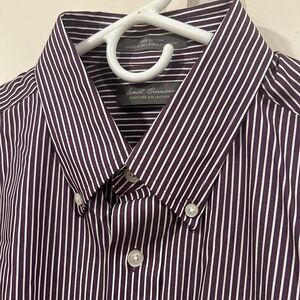 NEW! Daniel Cremieux Purple and white stripe dress shirt size Large